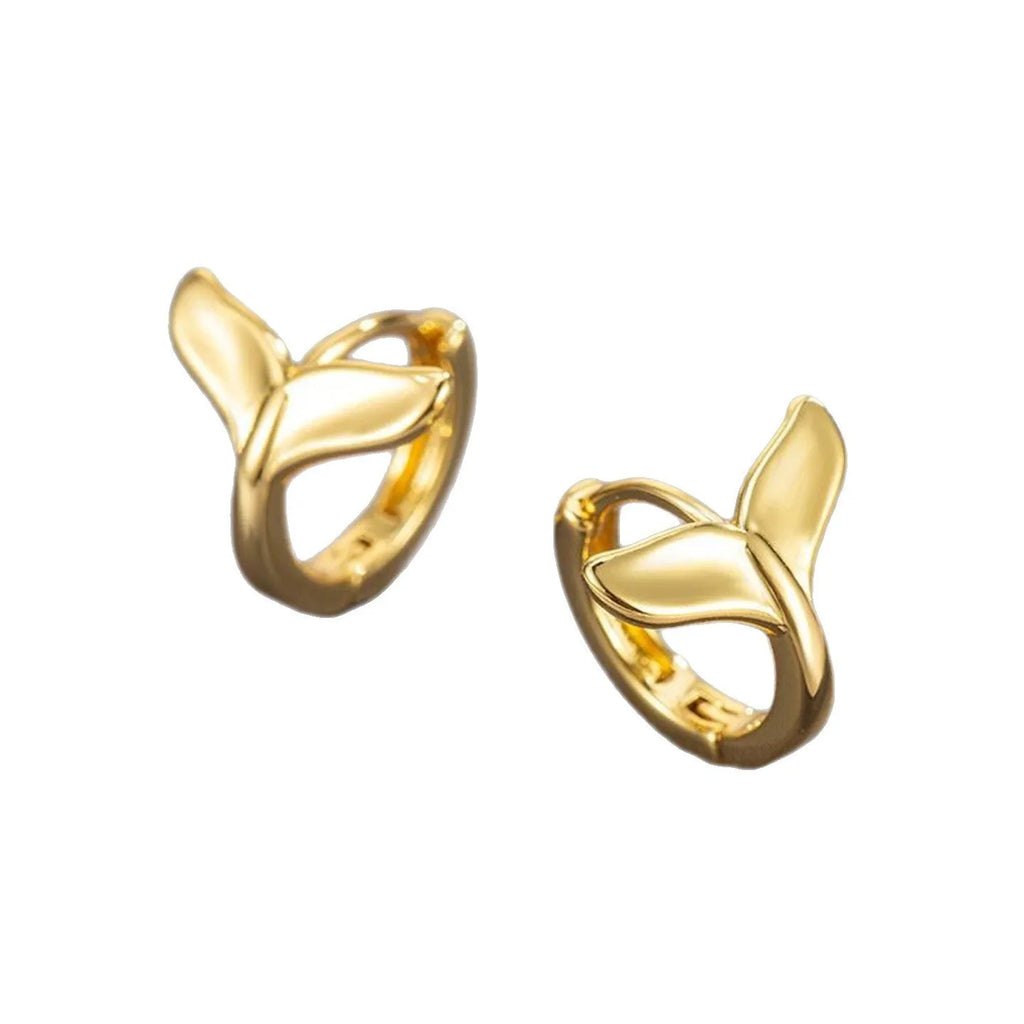 Women's copper fishtail earrings with electroplated white gold or yellow gold colour finish