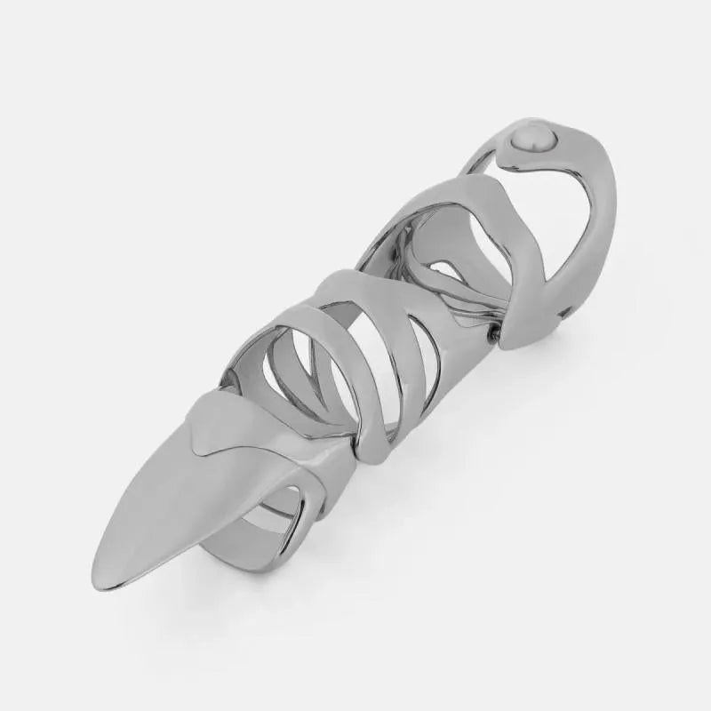 Silver punk armour finger stall ring with alternative jewellery design