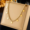 Women's multi-layer twin butterfly XINGX diamond-studded titanium steel pendant necklace on adjustable chain