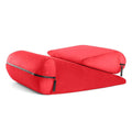 Triangle furniture pillow in chosen colour with embroidery detail, showing wedge shape for corner placement.