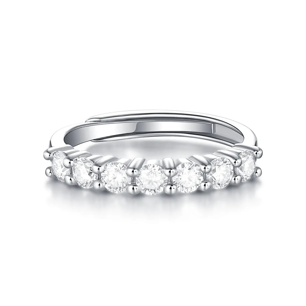 S925 silver adjustable open mouth moissanite ring for women, geometric quadrilateral shape, US sizes 5-9