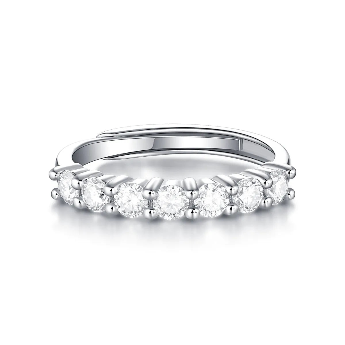 S925 silver adjustable open mouth moissanite ring for women, geometric quadrilateral shape, US sizes 5-9