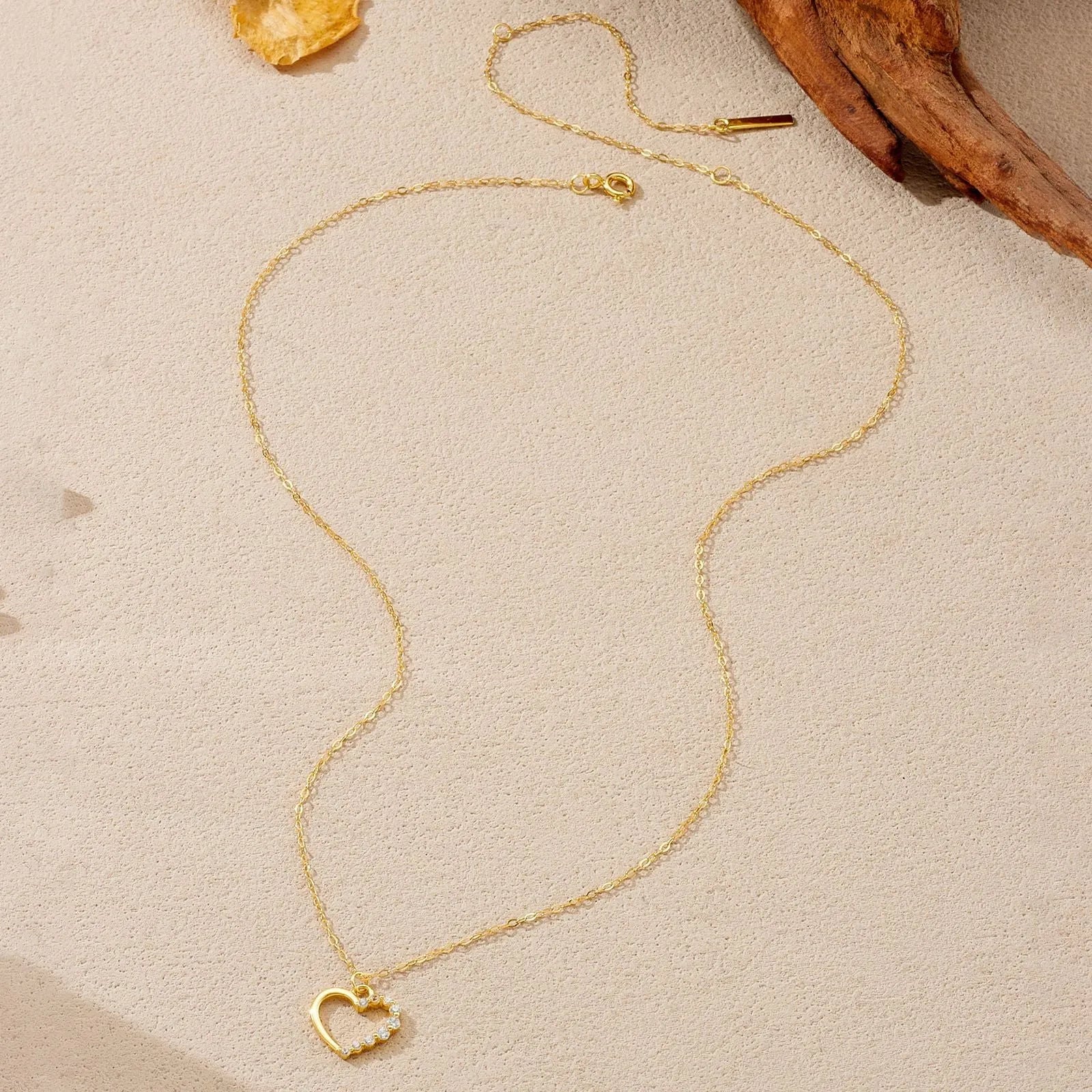 Sterling silver hollow heart necklace with regular chain in choice of colour finishes