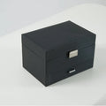 Hard case Fashion Personality jewellery storage box in PU leather, shown in beige colour.