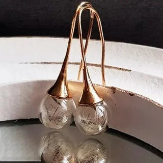 16mm transparent glass ball earrings with dandelion seed design on silver French hook