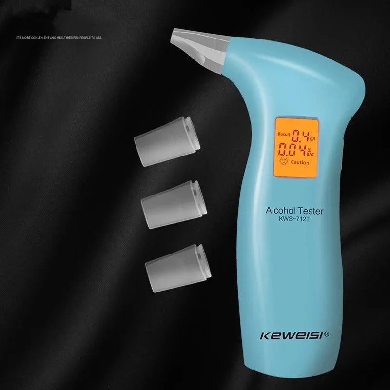 Portable orange breath alcohol tester with replaceable mouthpieces for drivers