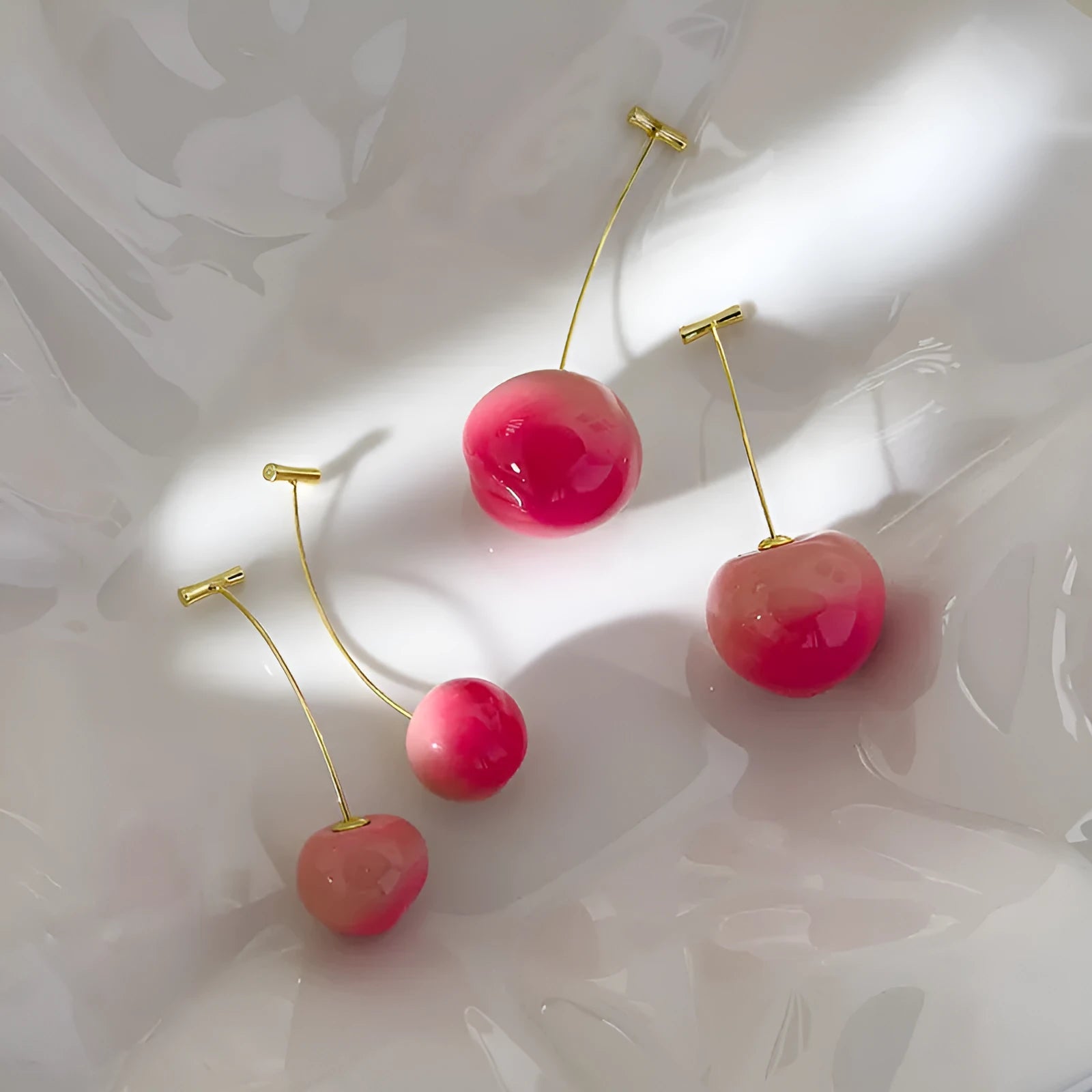 Acrylic peach fruit earrings in small and large sizes with copper earrings for women
