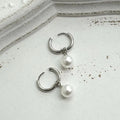 Alloy pearl geometric earrings with titanium steel backing for women
