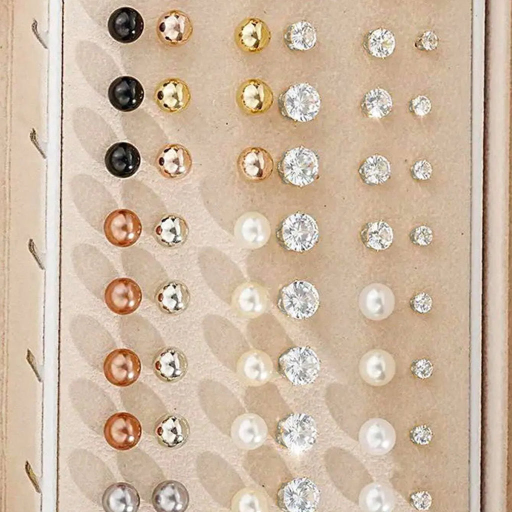108 geometric drop earrings with round pearls in electroplated gold and yellow finish