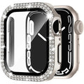 Apple Watch protective case with double diamond glass in rose pink, gold, silver, and black colour options.