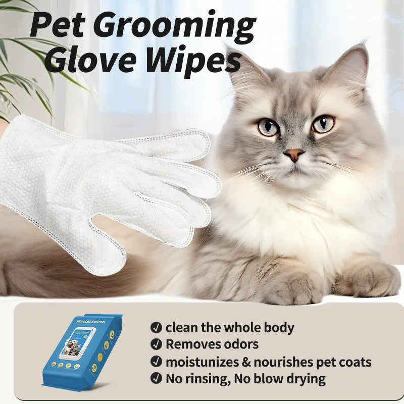 Pack of disposable pet gloves for cat and dog grooming and bathing
