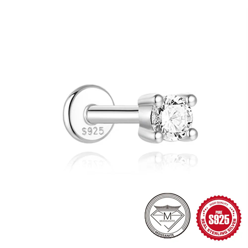 S925 sterling silver clip-on stud earrings with petal diamond debris design in platinum colour.
