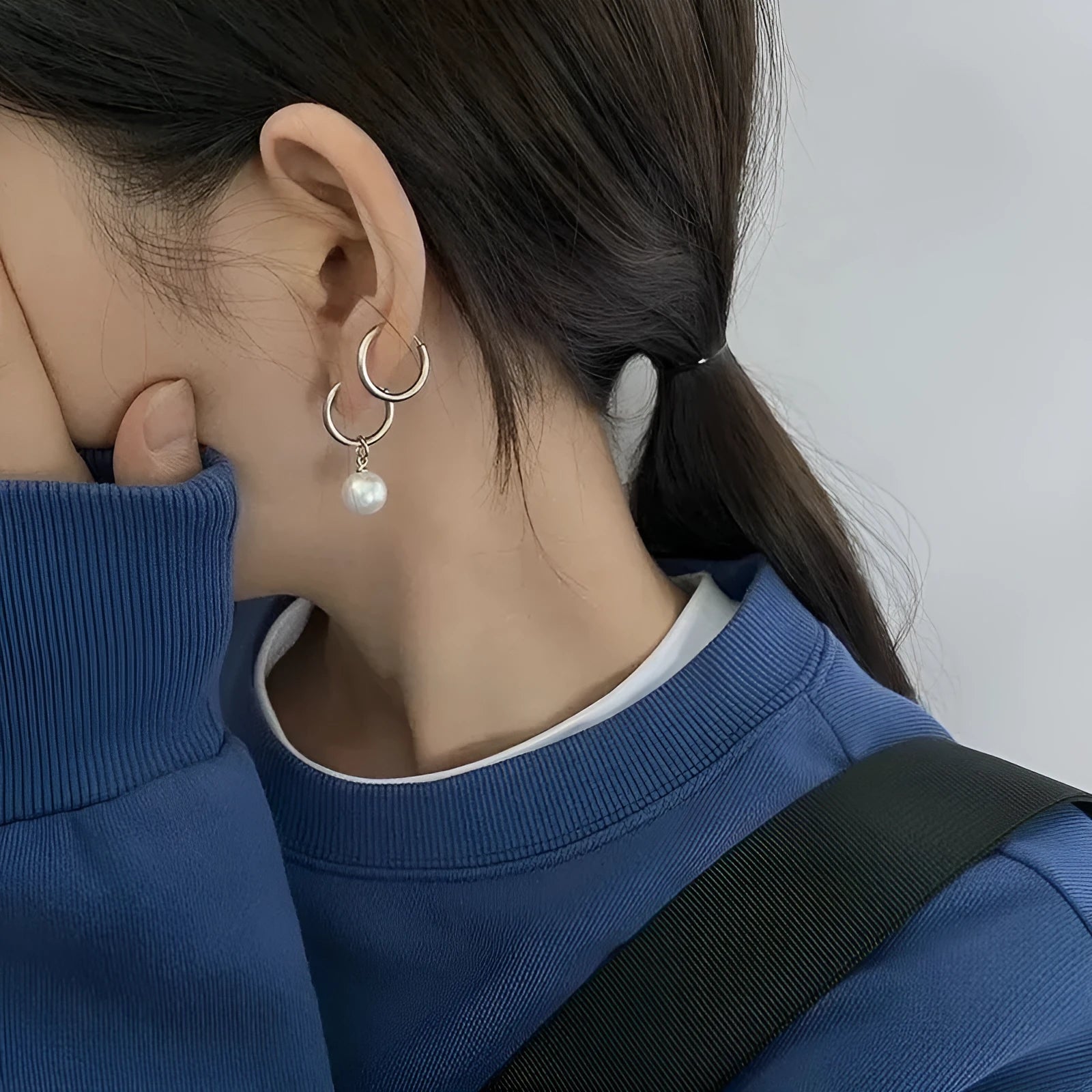 Alloy pearl geometric earrings with titanium steel backing for women