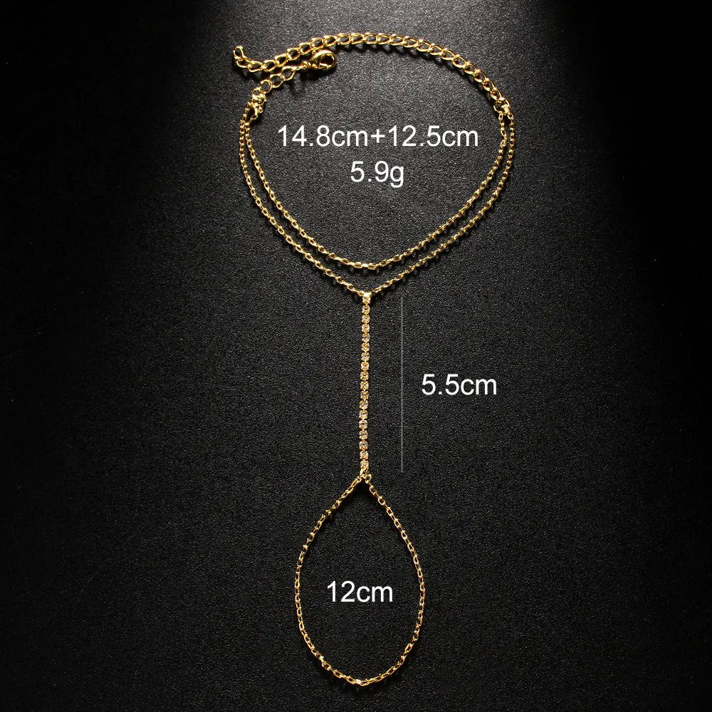 Geometric women's bohemian bracelet with rhinestone detailing in gold or silver electroplated alloy