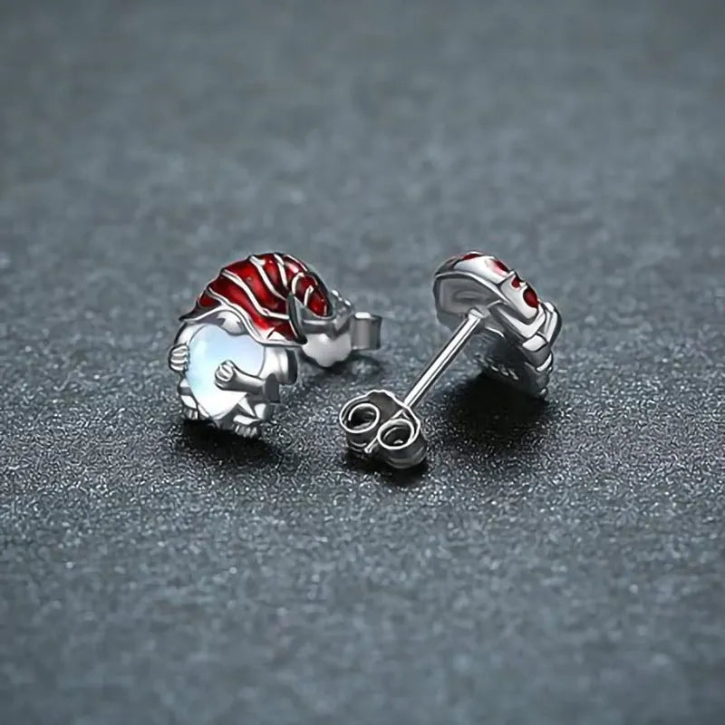 Women's Santa Claus earrings with heart shape and white gold colour finish