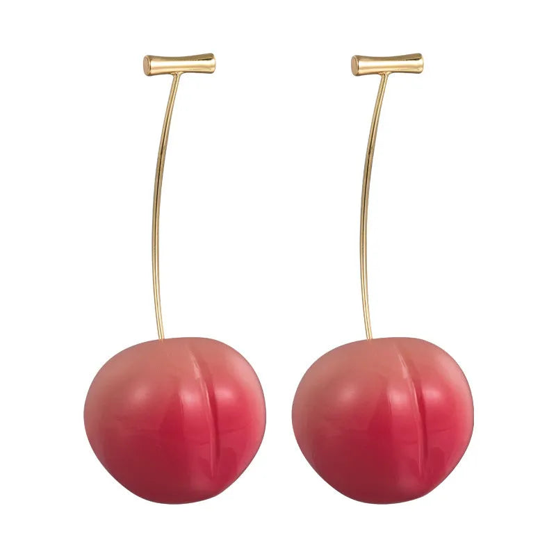 Acrylic peach fruit earrings in small and large sizes with copper earrings for women