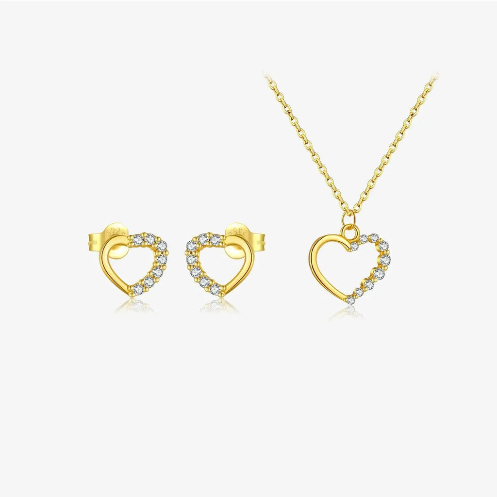 Sterling silver hollow heart necklace with regular chain in choice of colour finishes