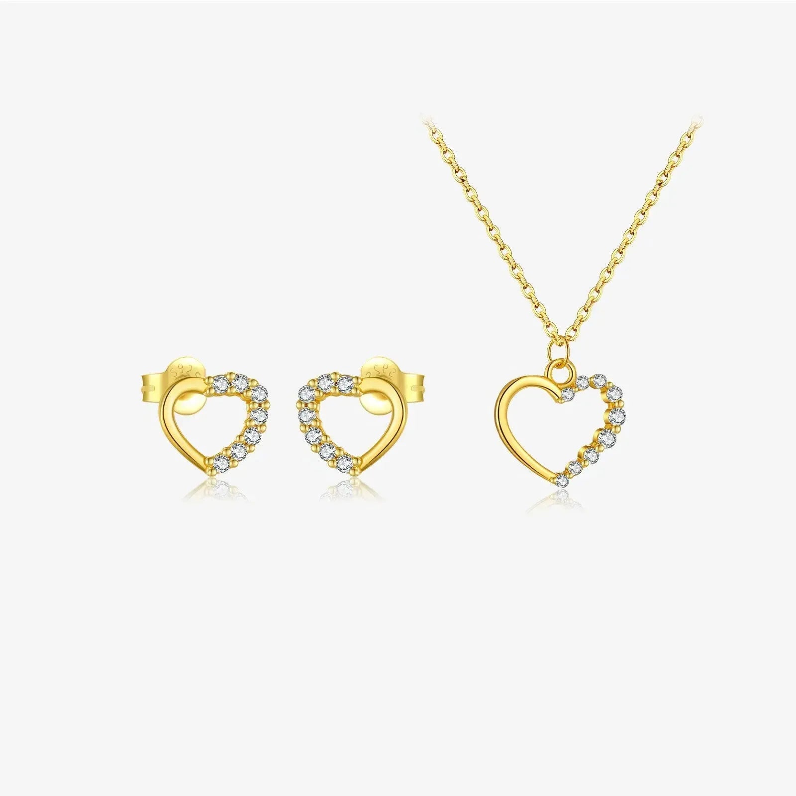 Sterling silver hollow heart necklace with regular chain in choice of colour finishes