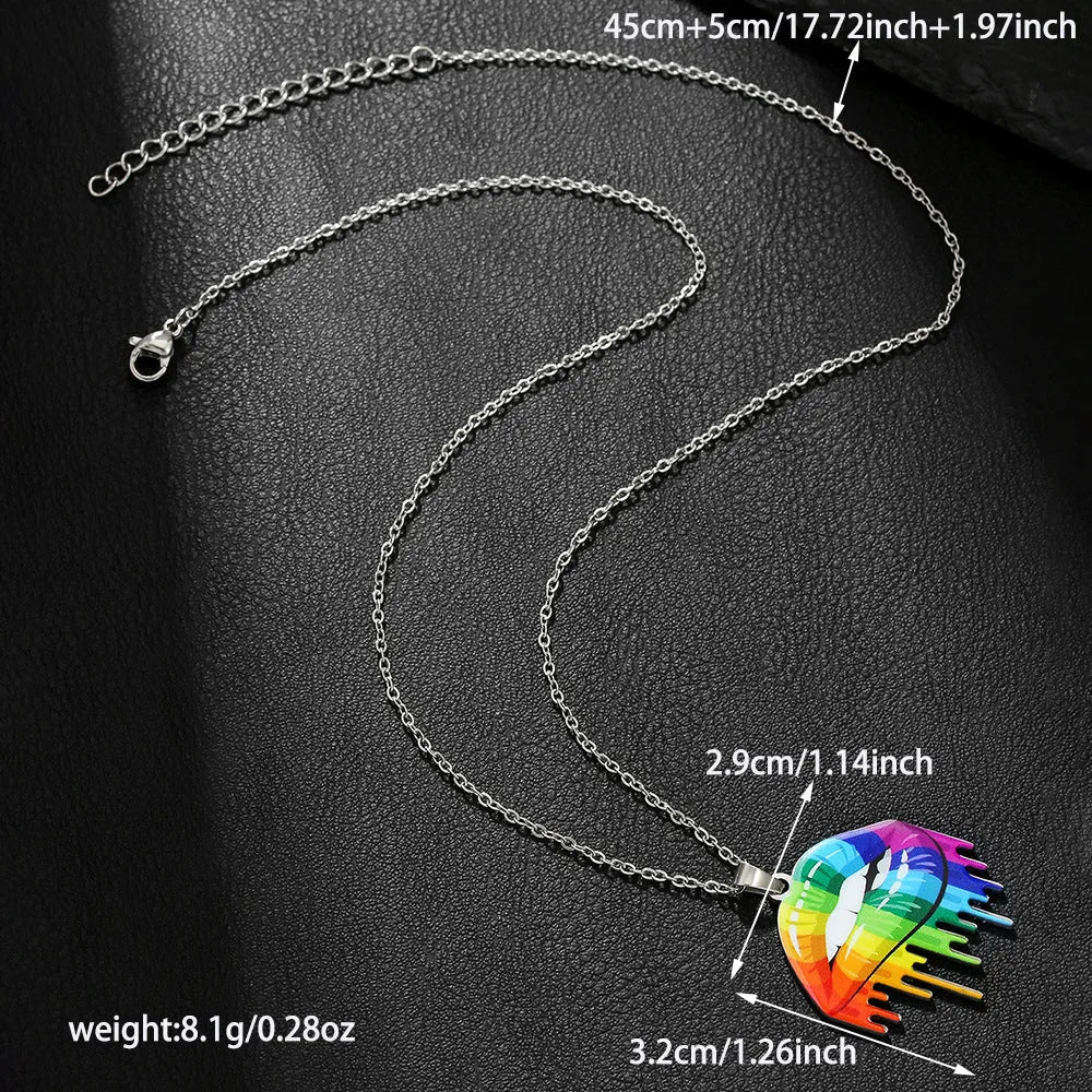 Stainless steel inspirational colour print necklace and bracelet set on a regular chain.
