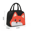 Cartoon insulated lunch box bag showing aluminium foil lining and Oxford cloth exterior