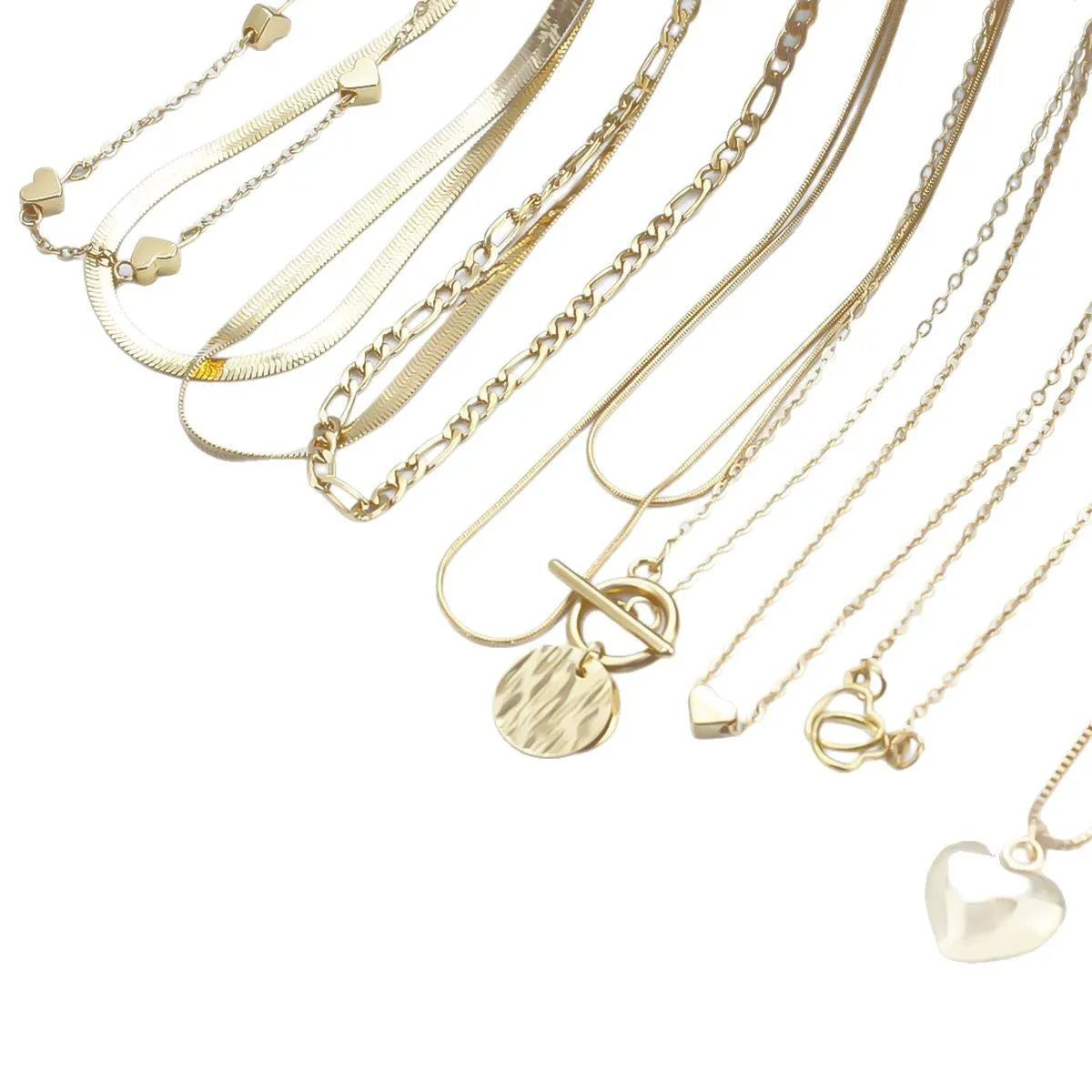 10-piece gold electroplated women's necklace set with snake bones chain and adjustable length