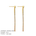 Geometric zircon earrings with Chinese style linear design in stainless steel, gold and steel colour options