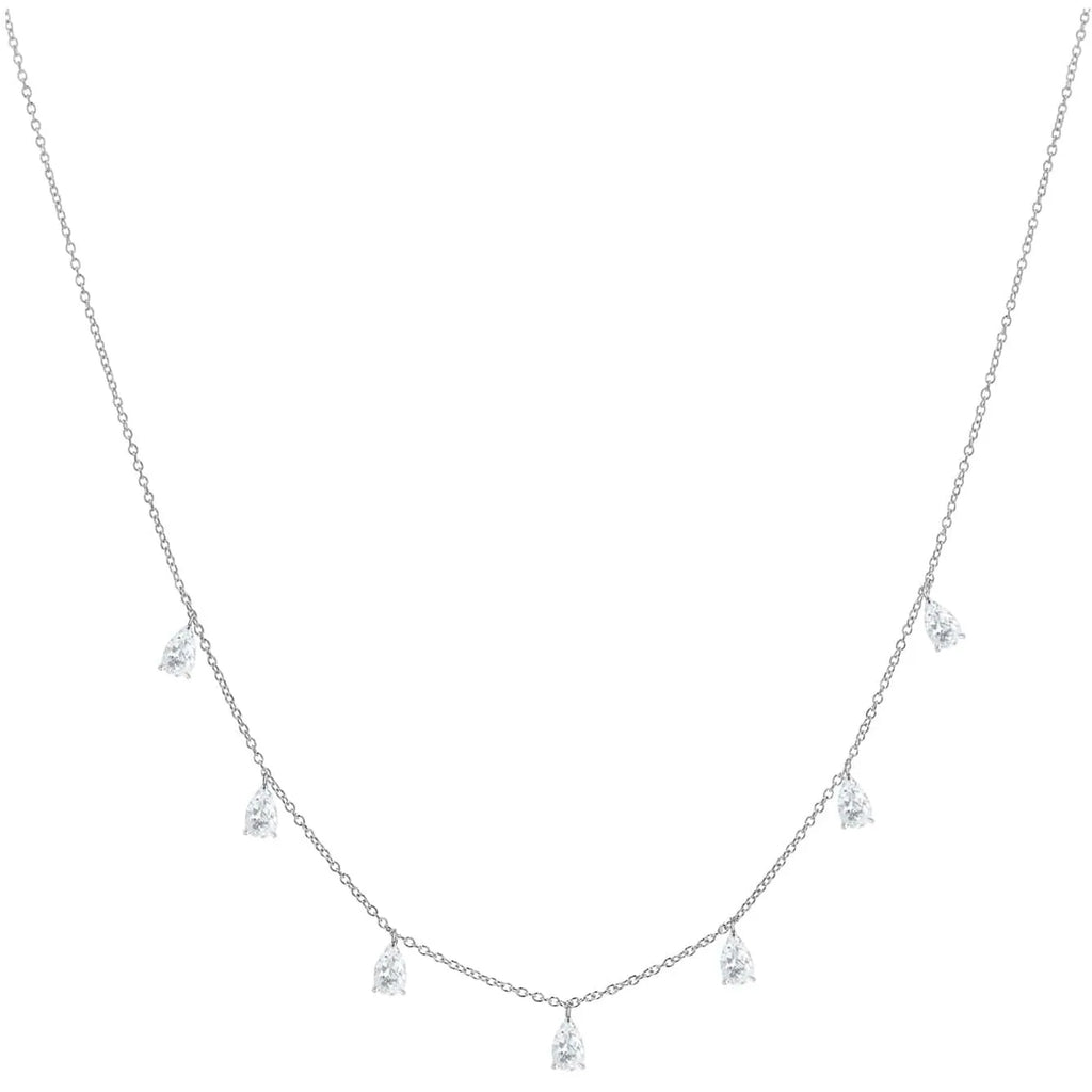 Drop-shaped artificial zircon pendant necklace on 925 silver chain in rose gold electroplated finish