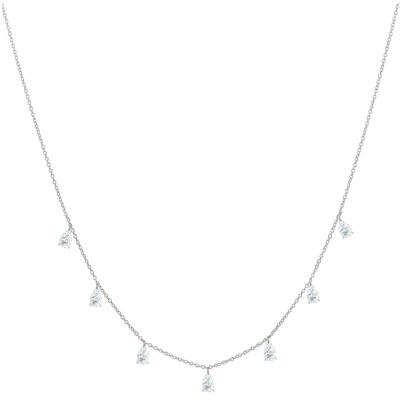 Drop-shaped artificial zircon pendant necklace on 925 silver chain in rose gold electroplated finish