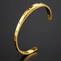 Women's stainless steel open-ended bracelet with zircon detailing in rose gold electroplated finish