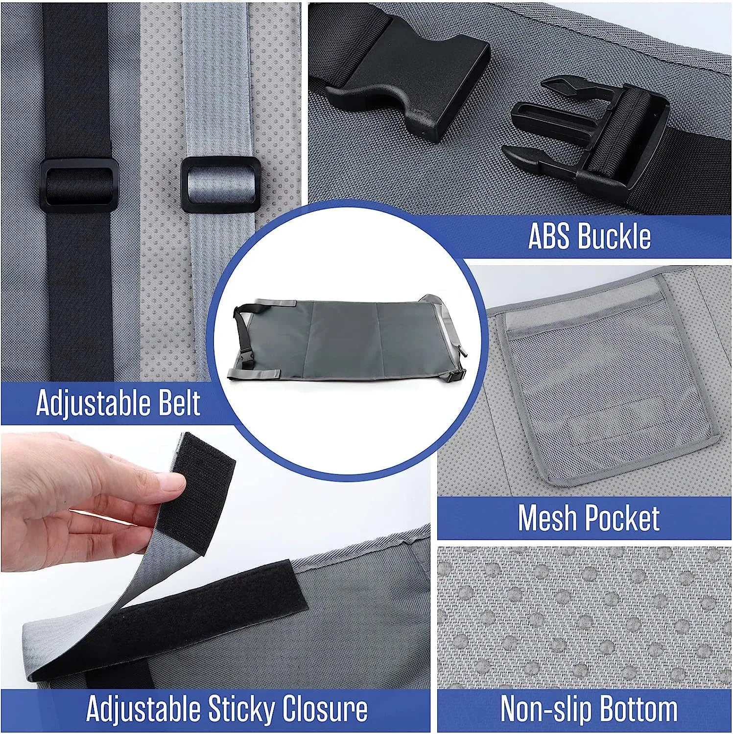 Blue portable children's aircraft pedal seat extender with extension device on cabin floor
