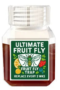 Fruit fly bait liquid bottle with optional funnel for kitchen fly traps