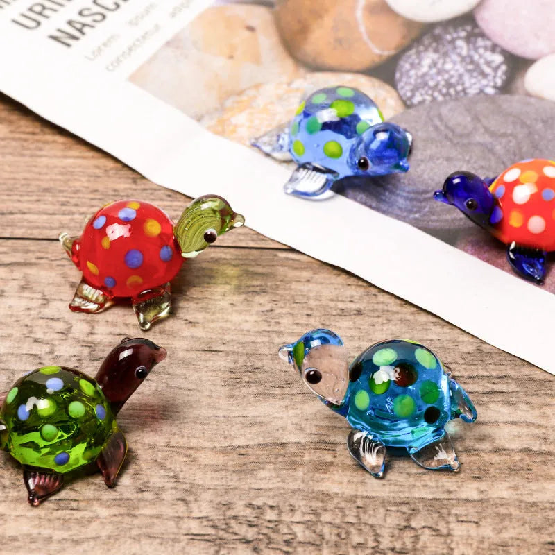 Geometric glass turtle desktop ornament in six colour combinations for modern home decoration