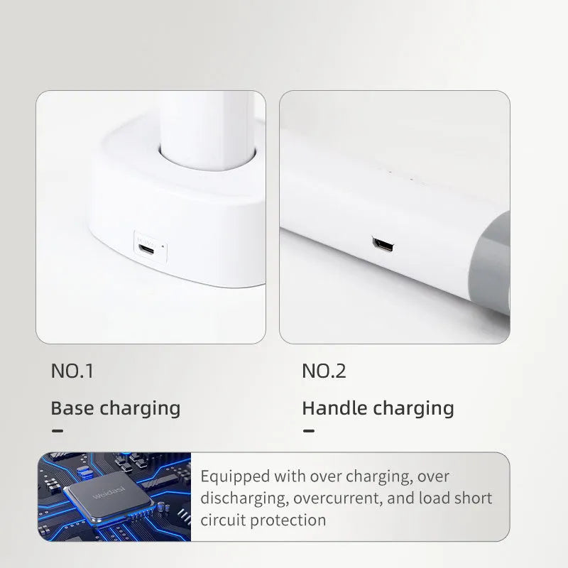 Purple and blue rechargeable electric mosquito swatter with USB charging cable
