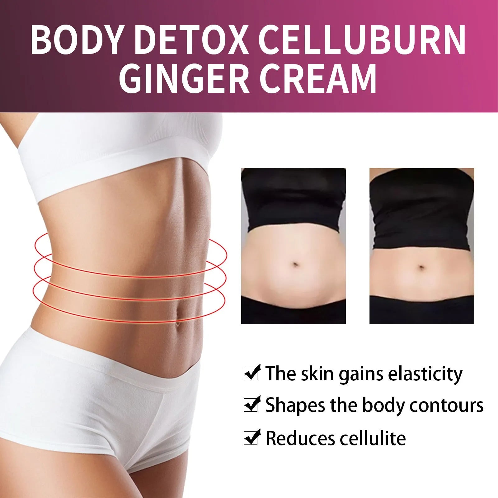 15g tube of ginger body shaping tightening cream for thigh slimming application.