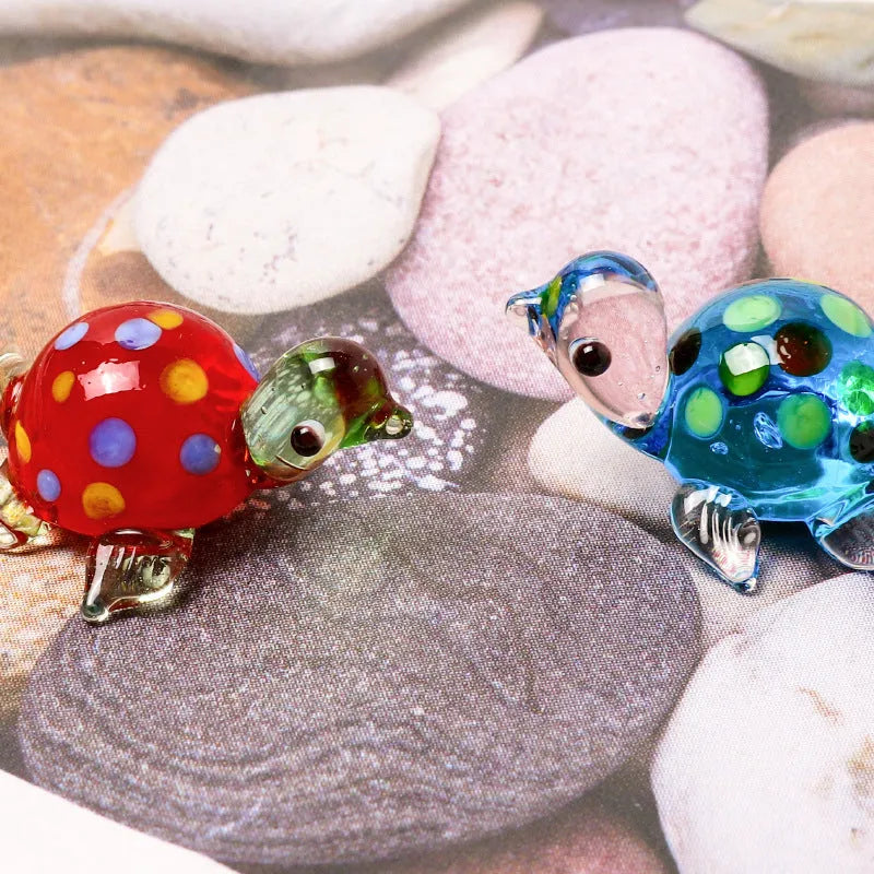 Geometric glass turtle desktop ornament in six colour combinations for modern home decoration
