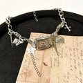 Dark multi-layer cross necklace for women with large hemp flower chain design, adjustable 41-50cm length.