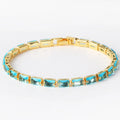 Electroplated zircon bracelet for women with colourful stones in gold or platinum finish