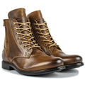 Knight Series black and brown leather boots with side zipper and low heel