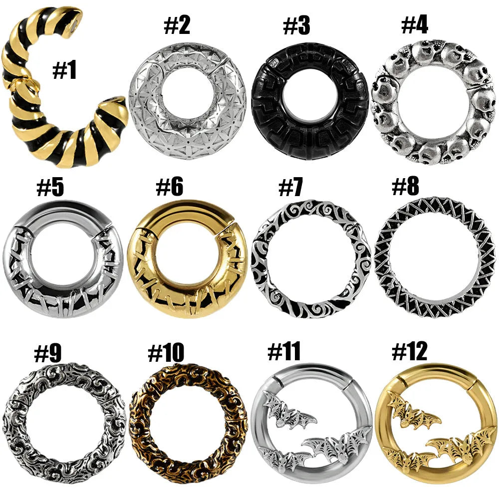 Stainless steel totem pattern fashion earrings in electroplated colours