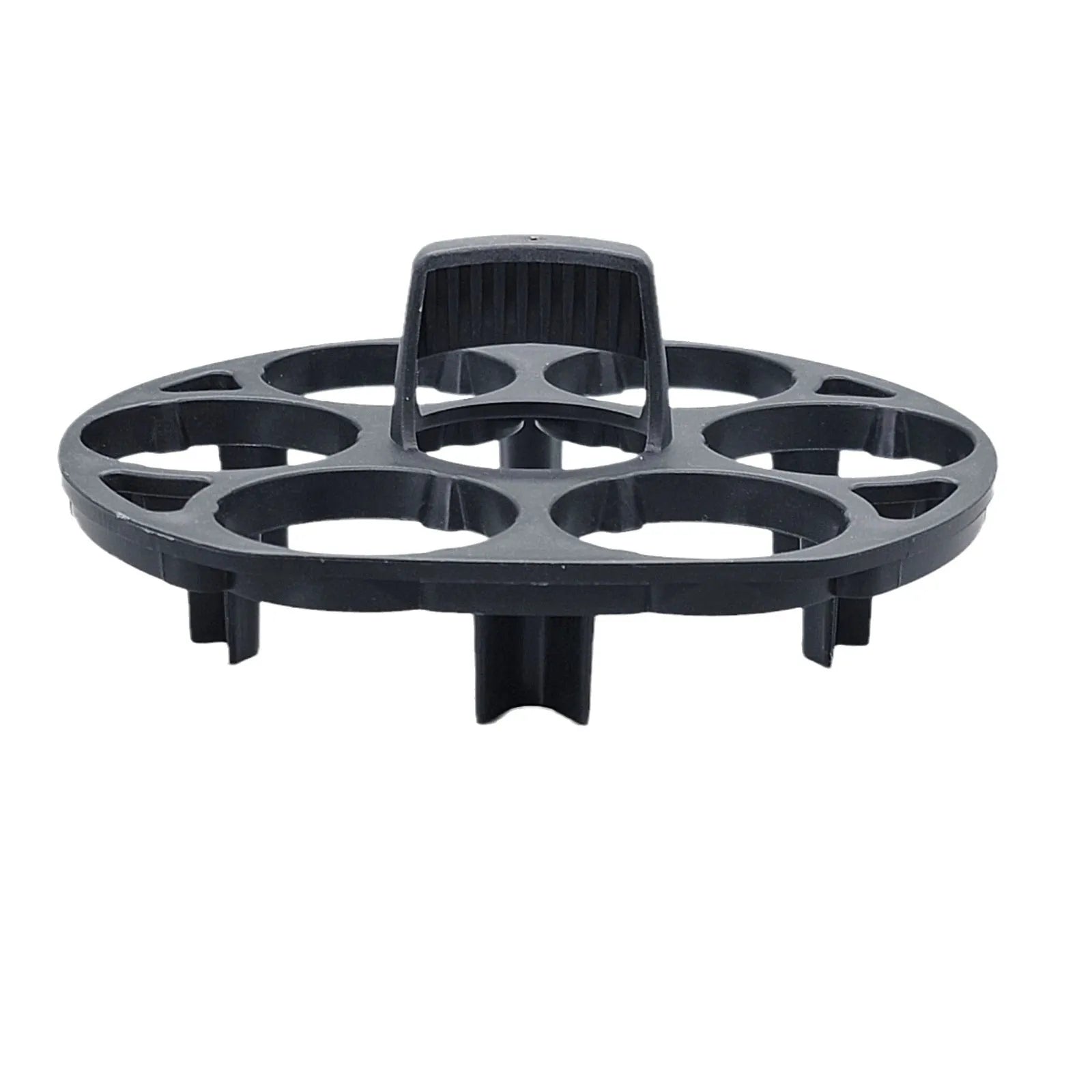 Black plastic egg storage basket with modern design measuring 13.8 by 12.6 by 5.7 centimetres