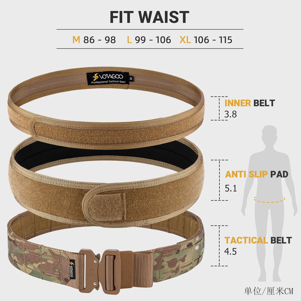 Votagoo 2-inch wide tactical belt with quick-release alloy buckle in CP camouflage colour.