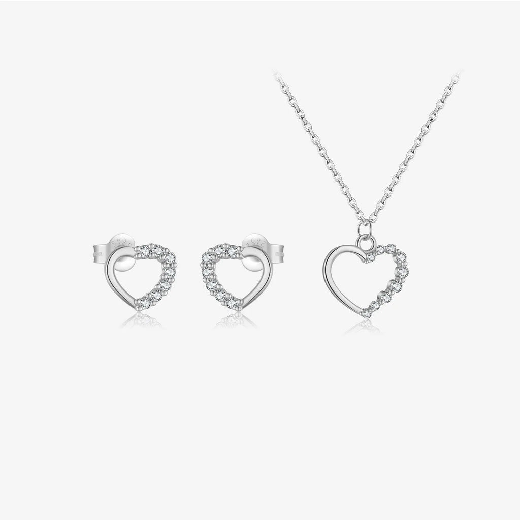 Sterling silver hollow heart necklace with regular chain in choice of colour finishes