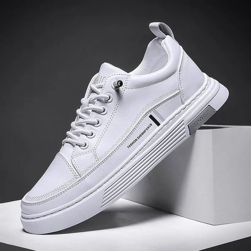 Men's low-top skate shoes in black with microfiber upper, rubber sole, and elastic band.