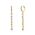 Sterling silver needle micro-inlaid colourful zircon geometric U-shaped tassel ear clips