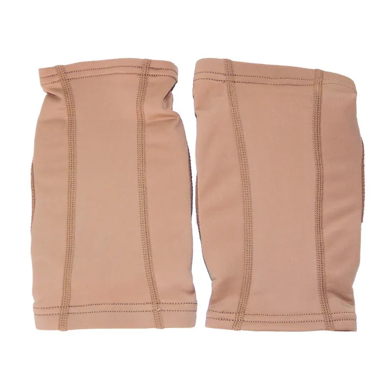 Ballet dance knee pads in skin colour or black options with size range from XS to XL for knee protection