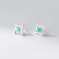 Geometric cross quadrangle stud earrings in sterling silver with silver or gold plating