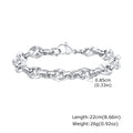 Thick stainless steel geometric chain bracelet for men, shown in steel colour.
