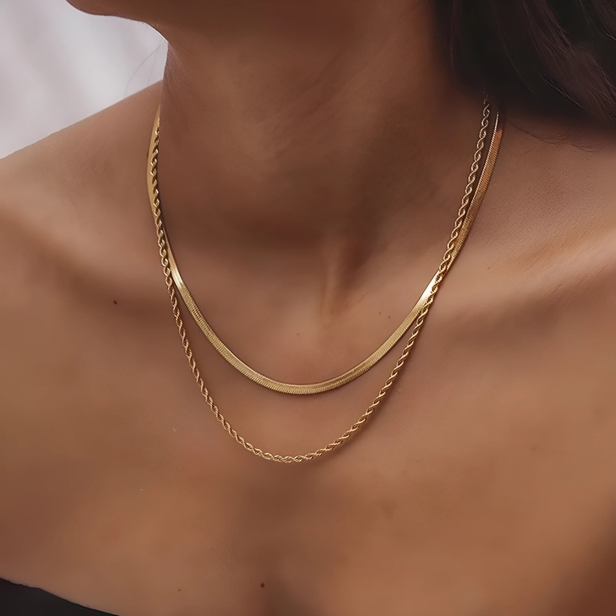 Women's retro geometric necklace with titanium steel pendant on adjustable snake bones chain
