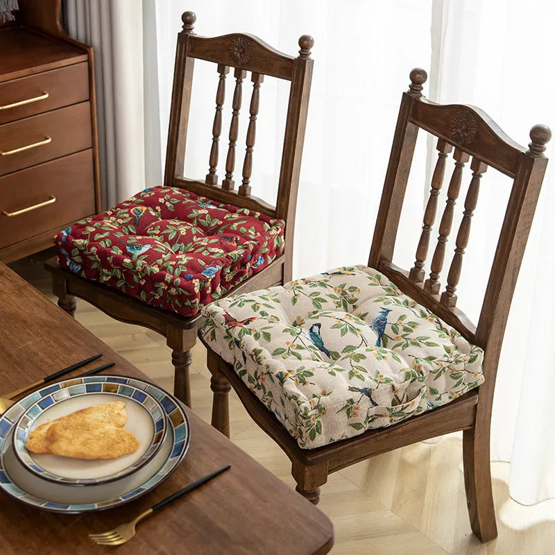 American style dining chair cushion showing 40×40×8cm dimensions with thick PP cotton filling