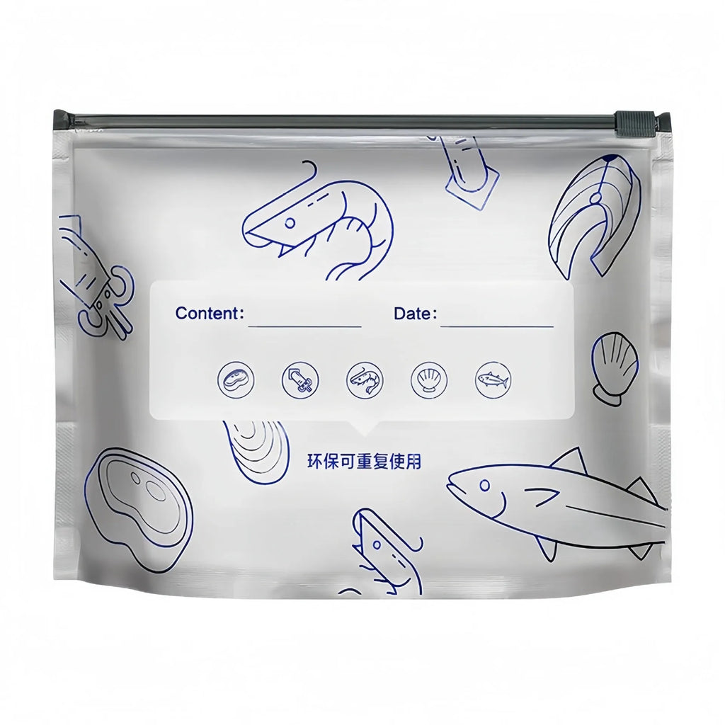 Aluminium foil resealable storage bags in three sizes with zip lock closure